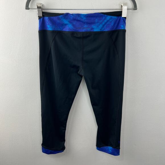 Under Armour Black Blue Fitted SONIC Woman's HeatGear Crops Size S Small - Picture 4 of 9